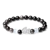 Браслет с бусинами "Удача" с китайскими благоприятными животными - черный
