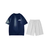 Темно-синий (Темно-синий топ + Цветочный Белый и Серый шорты)