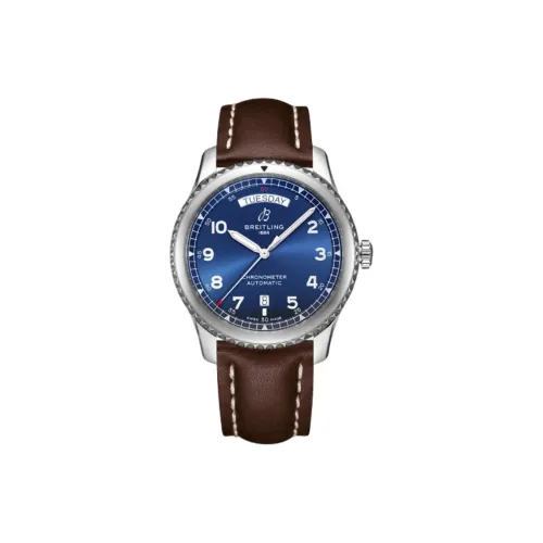 Breitling Legend Aviation Collection Автоматический Механический Часы Мужские 41 мм Синий Циферблат Кожаный Ремешок