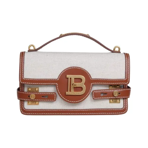 BALMAIN B Buzz Холст с кожей Сумка через плечо Сумка Женская Коричневая