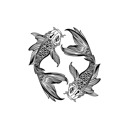 LIEJI Двойной Карп кои Окруженный Травяным Татуировочным Наклейкой