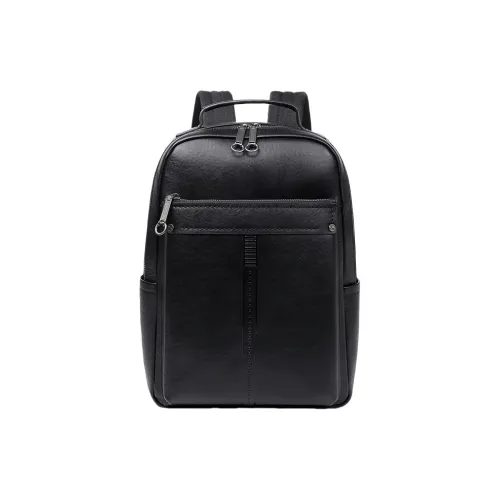 PESASRIE Рюкзак из крупнозернистой текстури коровьей кожи мужской черный