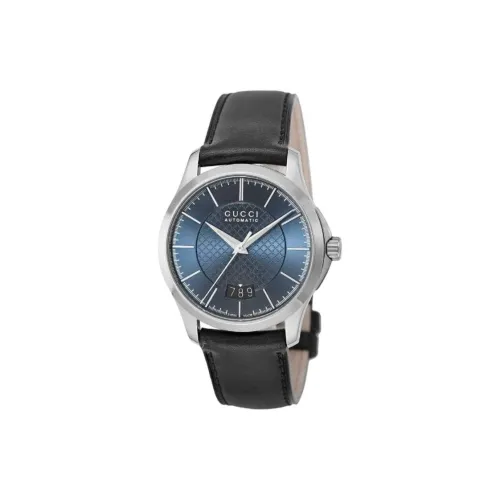 GUCCI Мужские часы Автоматический механический механизм Кожаный ремешок 38 мм Синий циферблат
