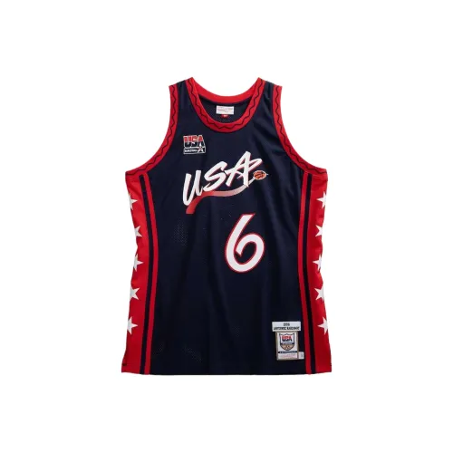 MITCHELL NESS World Баскетбольная Джерси Мужская Морской Синий