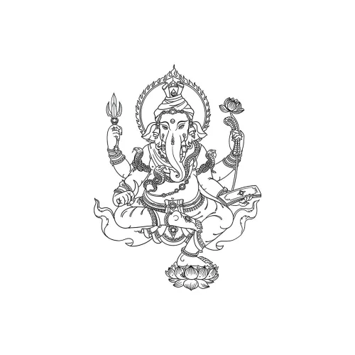 LIEJI Слон GOD Statue VI Травяной Tattoo Наклейка