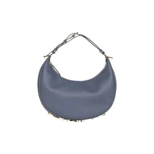 FENDI Fendigraphy Телячья кожа Хобо Сумка Сумка на одно плечо Маленькая женская синяя