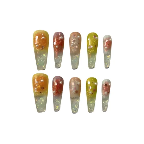 PRETTY NAIL Сладкий стиль Цвет Кристальный False Nail Длинный Ослепительный цвет Румяна Стойкий Блеск Четыре Палец Песочный