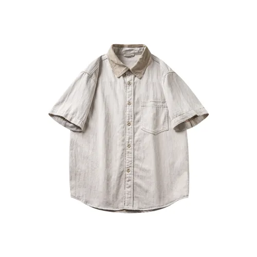 HZWH Хаки Серый Цвет Мужская Рубашка