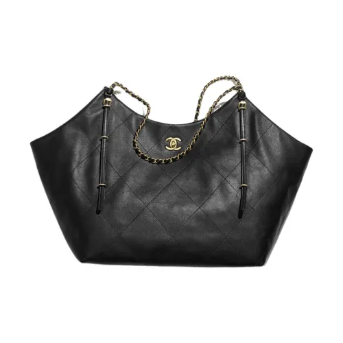 CHANEL Телячья кожа Сумка через плечо Экстра-большая Женская Черная