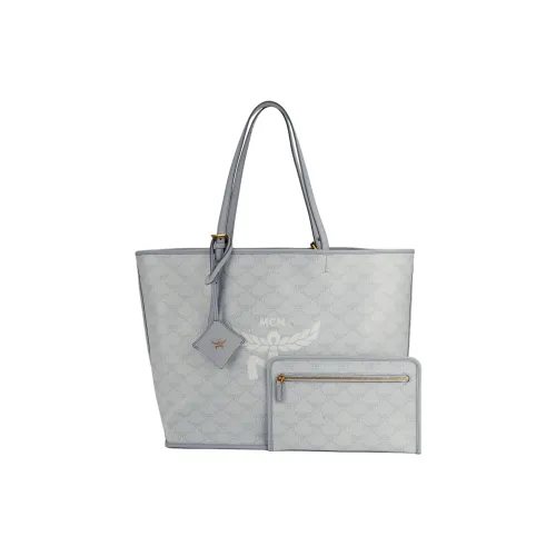 MCM Сумка Tote из искусственной кожи с тканью сумка для покупок сумка через плечо среднего размера женская синяя