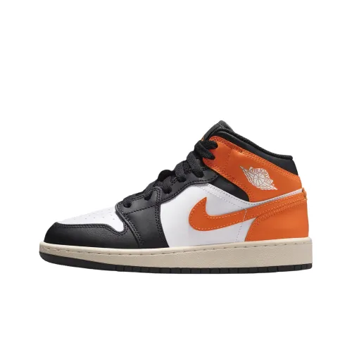 Jordan 1 Устойчивый к истиранию MID Топ Детские Баскетбольные кроссовки Белый Черный Подростки