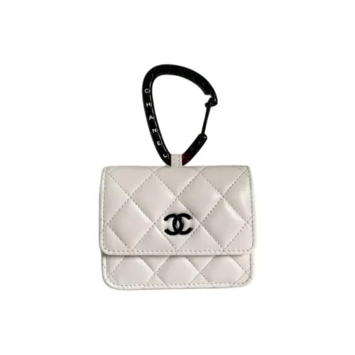CHANEL 21K Winter Овчина Мелочь Кошелек Картхолдер Мини Women's White