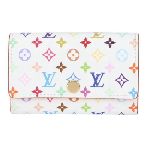 LOUIS VUITTON Takashi Murakami Коллаборация Холст Key Pouch Женские Белый Многоцветный