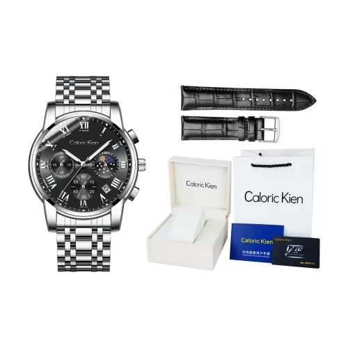 CALORIC KIEN Кварцевый механизм ремешок из нержавеющей стали мужские часы черный циферблат