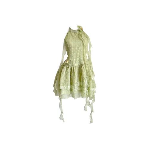 TSKIU Зеленое платье женское платье без рукавов