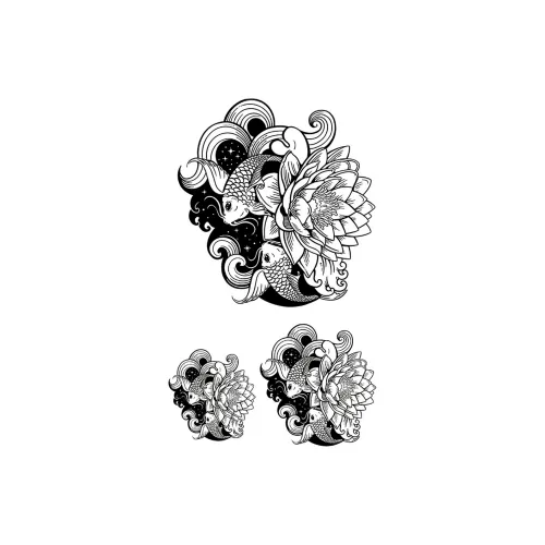 LIEJI Карп играющий с лотосом травяной татуировочный стикер