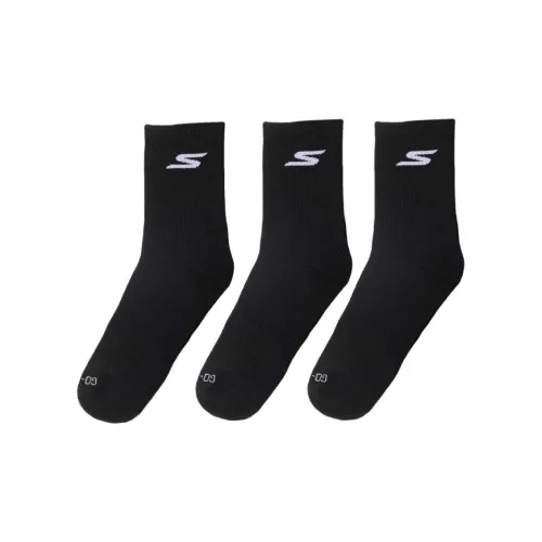 Skechers 3 пачки черные BLAK мужские носки до икры MID