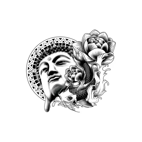 LIEJI Карп Отражающий Изображение Будды Травяной Татуировочный Наклейка