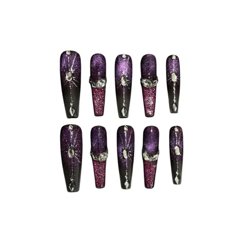 PRETTY NAIL Осветляющий Фиолетовый Shadow False Nail Длинный Темно-фиолетовый Градиентный Кошачий глаз Четыре Палец Песочный