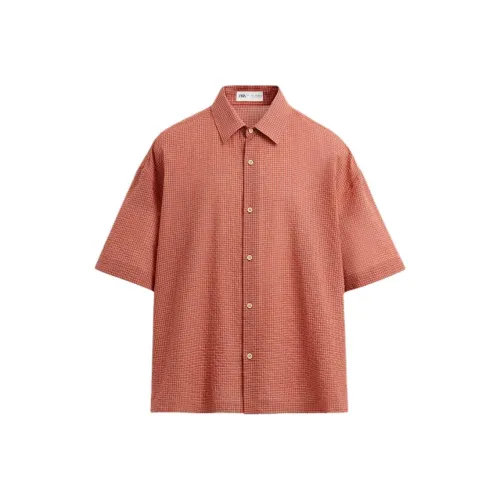 ZARA Red Men's Shirts ZARA Красные Мужские Рубашки