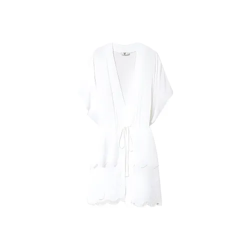 Твинсет Милано Кафтан с оборками короткий рукав платье женское белое