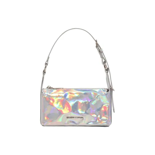 NOMK ПУ (полиуретан) Сумка через плечо Женская Лазерный Серебряный