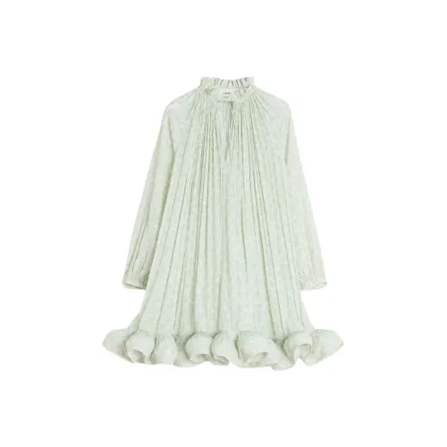Lanvin Женские платья с длинным рукавом, горохово-зеленого цвета