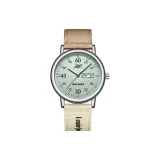 L-9565 Серебристый корпус, серый циферблат, черный текст, хаки ремешок