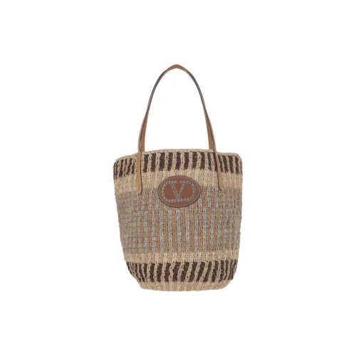 Valentino Плетеная соломенная сумка-тоут сумка для покупок сумка на плечо большая женская бежевая
