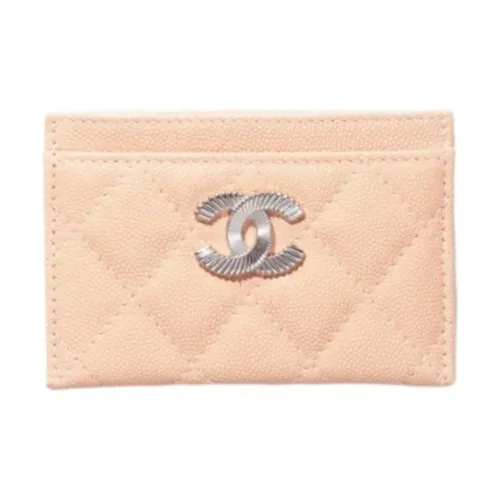 CHANEL Блестящий с рельефным тиснением икорный телячья кожа держатель для карт женский бежевый