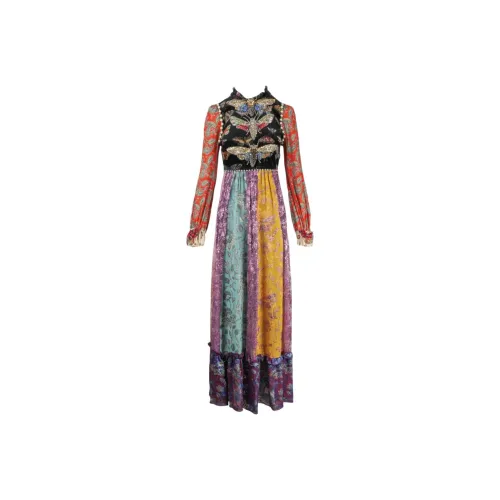 GUCCI Длинное платье с длинными рукавами женское многоцветное