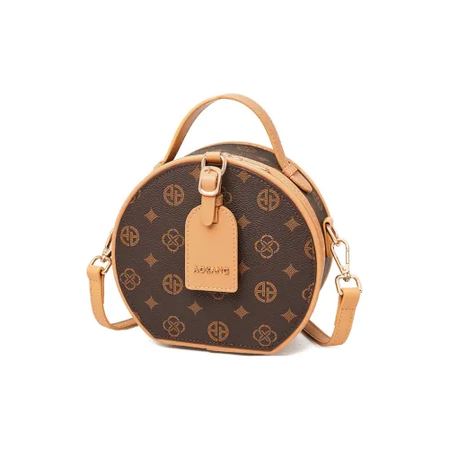 AOKANG PVC Одно плечо Через плечо Маленькая Круглая Сумка Женская Кофейная Экрю