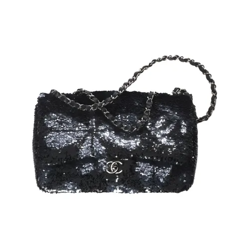 CHANEL Classic Flap CF Металлическая Сумка через плечо Большая Женская Черная Серебряная и Родиевая