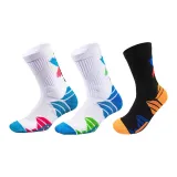 Баскетбольные носки, упаковка из 3 пар (белый, синий, розовый / белый, синий, зеленый / черный, оранжевый, синий).