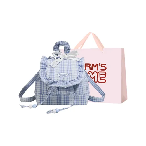 Worm's Home Холст Рюкзак Женские Небесно-Синий