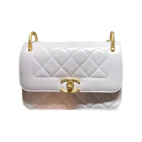 CHANEL Телячья кожа Сумка с клапаном Сумка через плечо Сумка через плечо Женская Белая