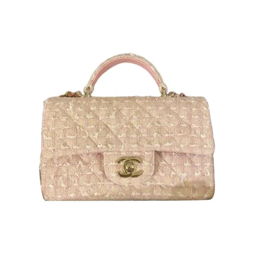 CHANEL Classic Flap CF Шерстяная Сумка через плечо Мини Женская Розовая