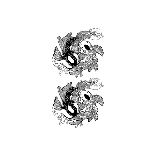 LIEJI Черный Белый Двойной Карп кои Травяной Татуировка Наклейка