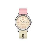 L-9565 Серебряный корпус, бежевый циферблат, розовый текст, розовый ремешок
