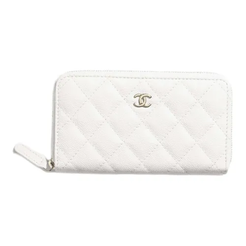 CHANEL Яркий Телячья кожа Кошелек Женские BLANC Белый