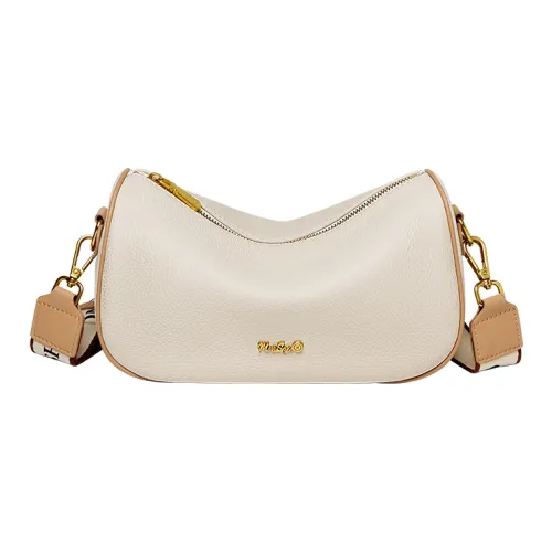 Narandu Сумка через плечо из крупнозернистой текстуры коровьей кожи среднего размера женская экрю и абрикос слоновый серый