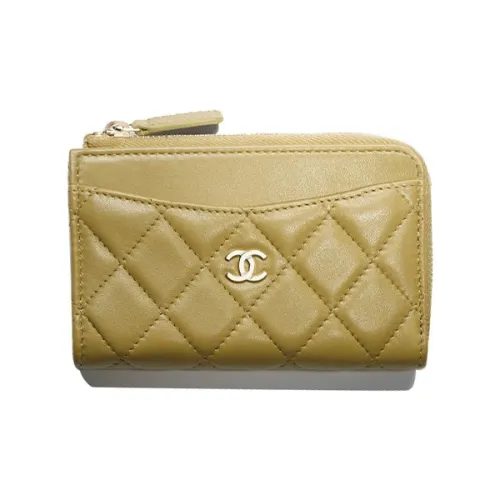 CHANEL Sheepskin Картхолдер Женские Green