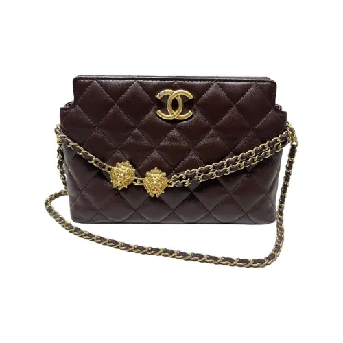 CHANEL Овчина Сумка через плечо Сумка на плечо Маленькая Женская Коричневая Красная