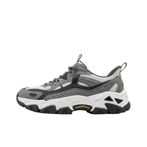 Skechers Устойчивые к истиранию низкие топовые кроссовки с толстой подошвой Мужские Серые