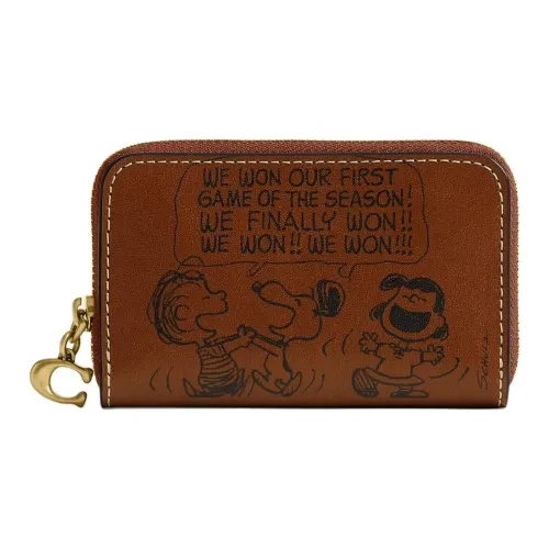 COACH PEANUTS Collaboration Кожа Картхолдер Маленький Женский Фундуковый