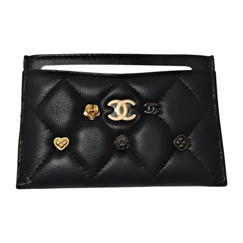 CHANEL Кошелек из овечьей кожи женский черный