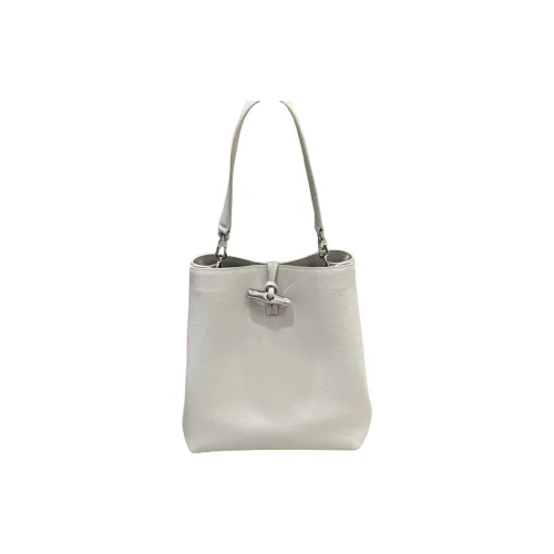 LONGCHAMP Le Roseau Коровья крупнозернистая кожа Сумка через плечо Средний размер Женский Глиняно-серый