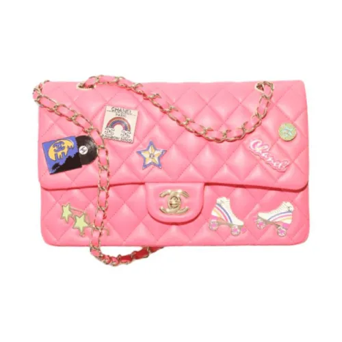 CHANEL Classic Flap CF Lambskin Crossbody Bag Women's Coral Pink CHANEL Classic Flap CF Сумка через плечо из овечьей кожи женский кораллово-розовый