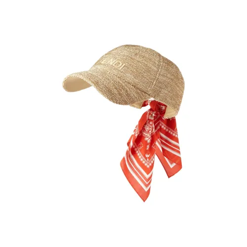 FENDI Полиамид Хлопок Рафия Вискоза Кепки Женские Коричневый