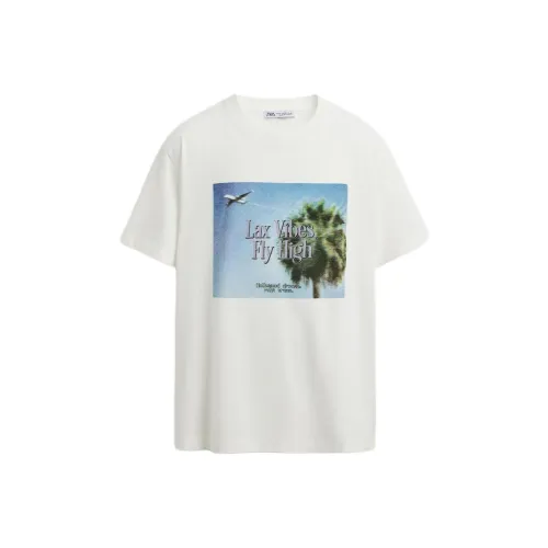 ZARA Морозный Белый Мужские T-Рубашки
